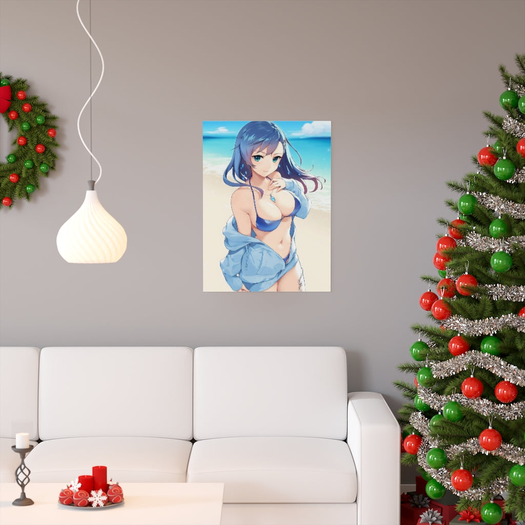 Affiche Ecchi de Maria Traydor en bikini avec étoile de mer - Affiche verticale mate de qualité supérieure obscène - Art mural pour adulte