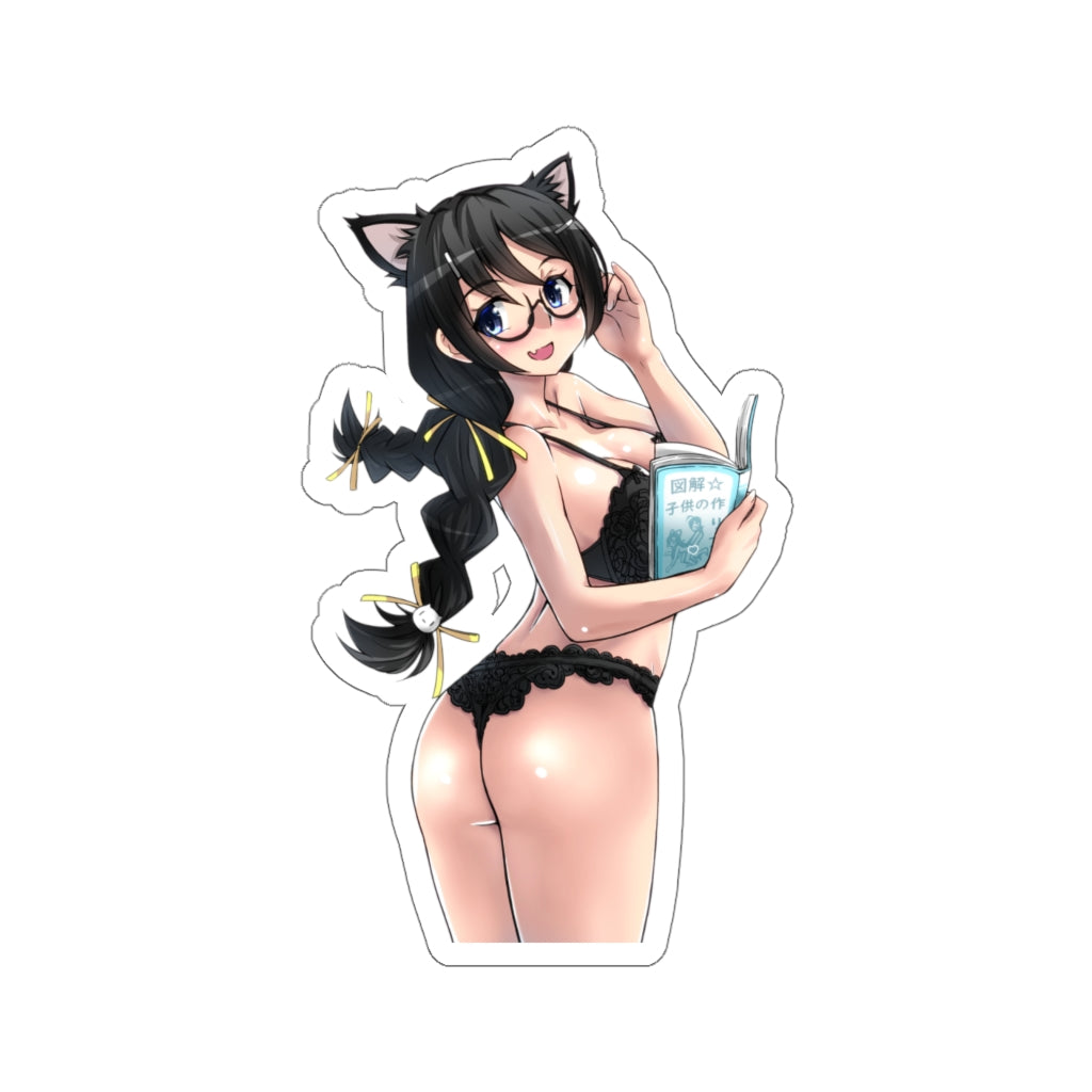 Monogatari Series Tsubasa Hanekawa Neko Anime Girl Waterproof Sticker - Ecchi Vinyl Decal