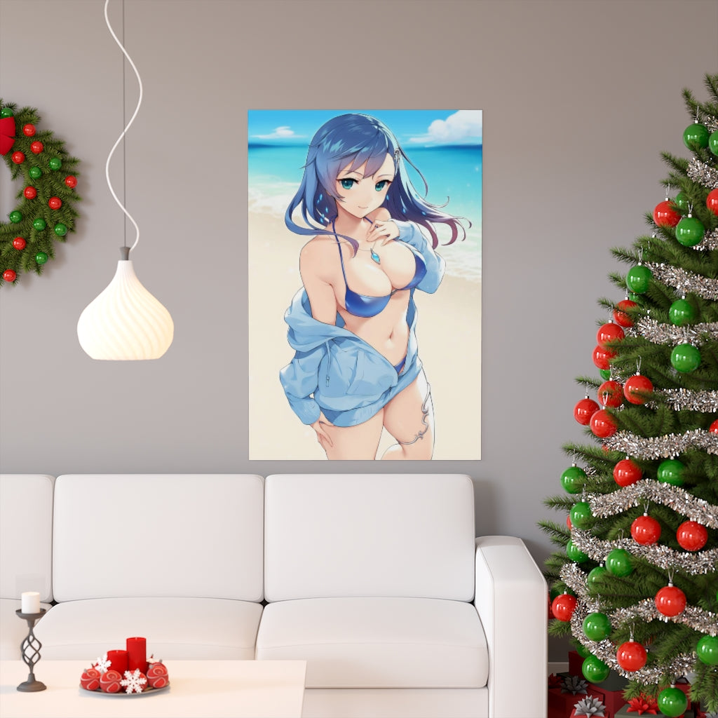 Affiche Ecchi de Maria Traydor en bikini avec étoile de mer - Affiche verticale mate de qualité supérieure obscène - Art mural pour adulte