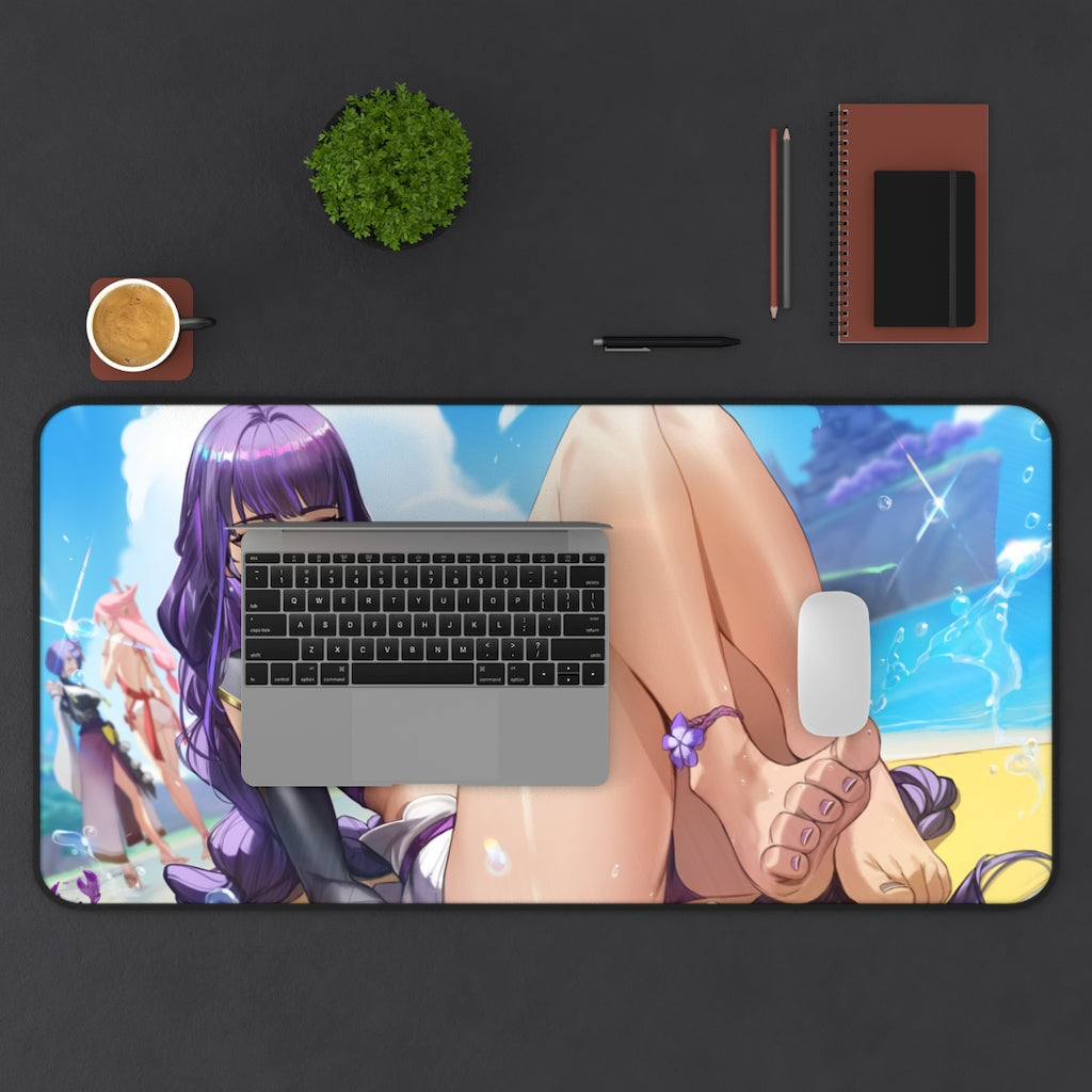 Genshin Impact Raiden Shogun Sexy Feet Desk Mat - Non Slip Mousepad