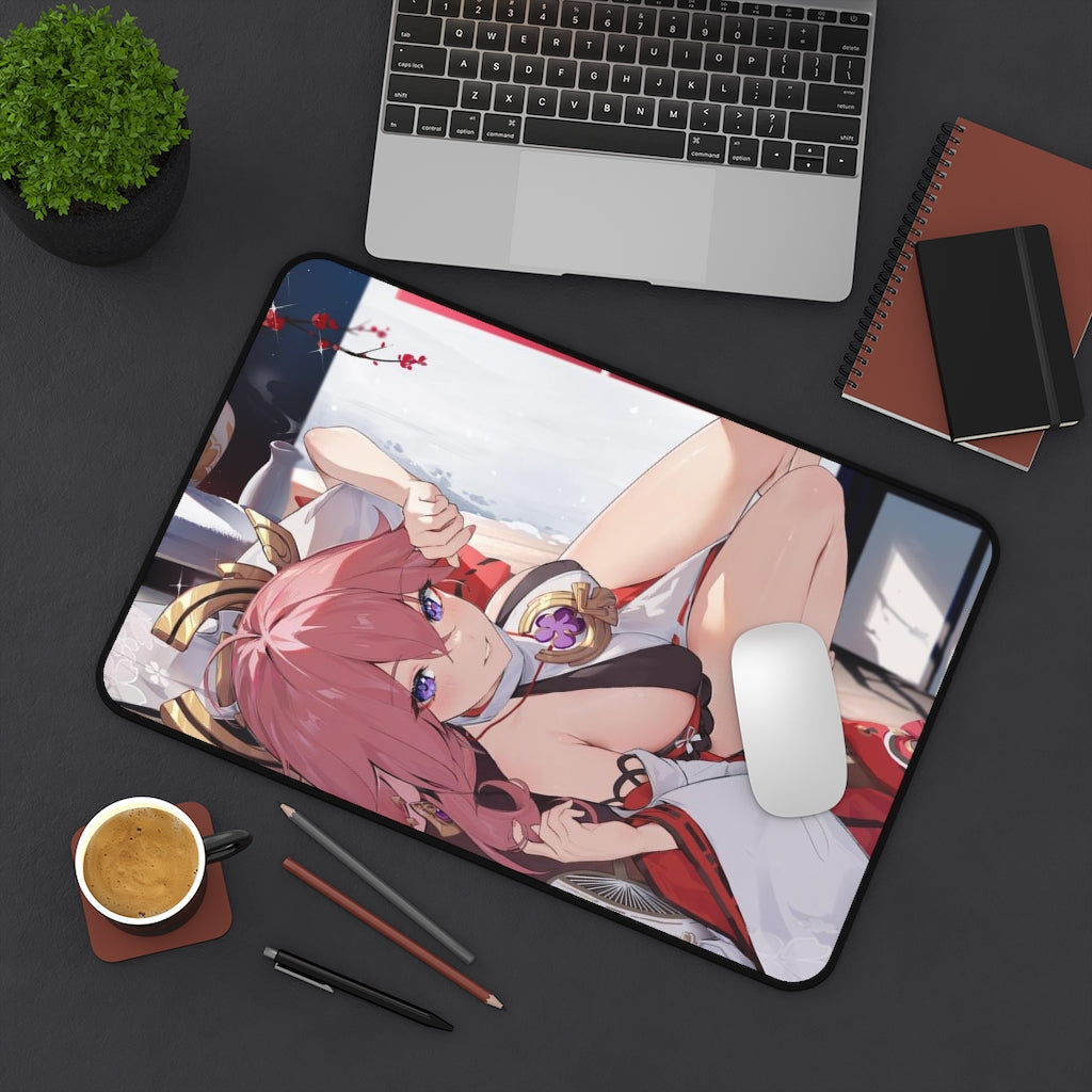 Genshin Impact Sexy Mousepad - Yae Miko Gaming Desk Mat - Ecchi Playmat