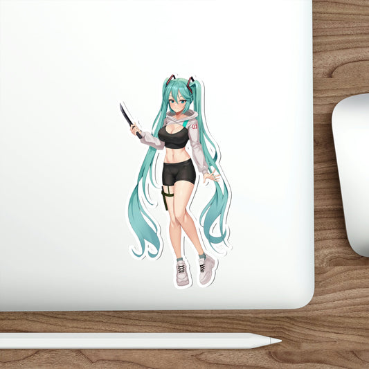 Sexy Hatsune Miku Knife Vocaloid Waterproof Sticker - Weatherproof Vinyl Car Decal