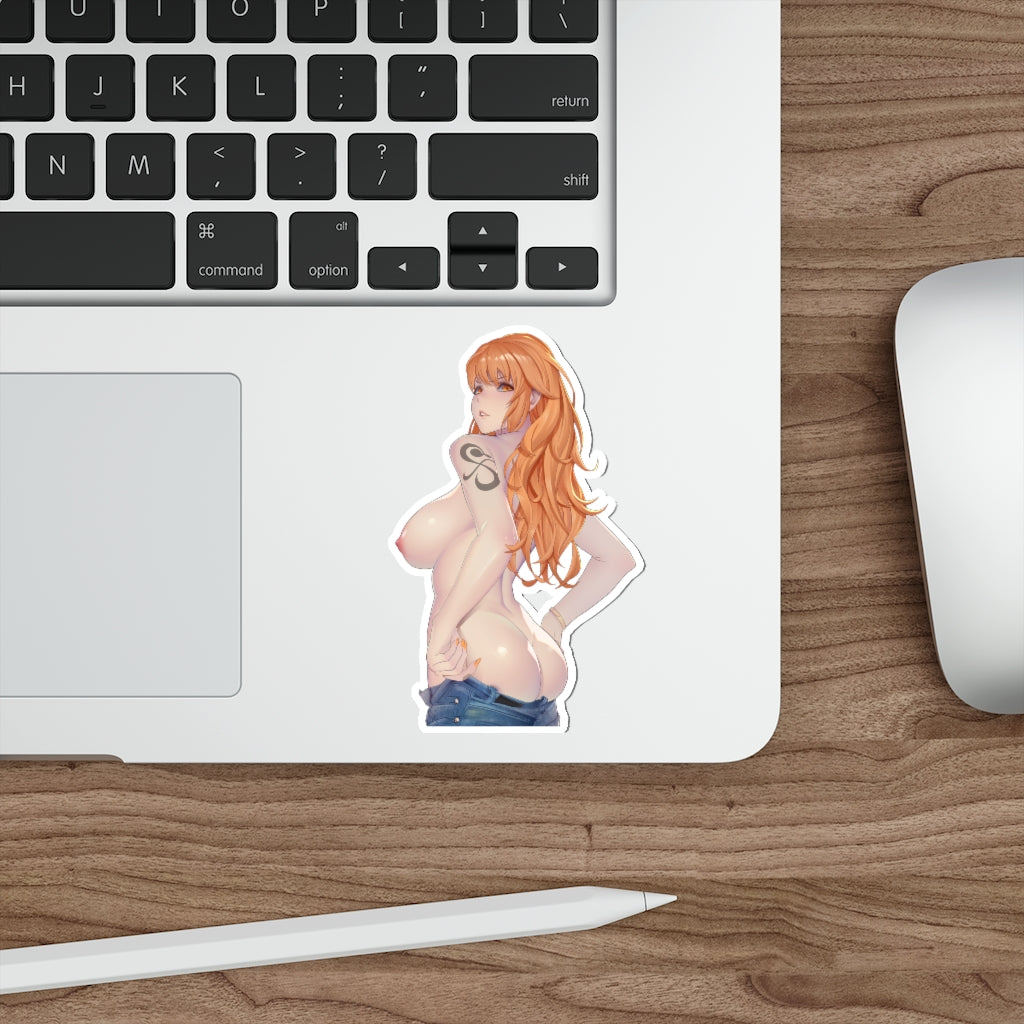 One Piece Anime Waterproof Sticker - Thicc Undressing Nami Vinyl Decal