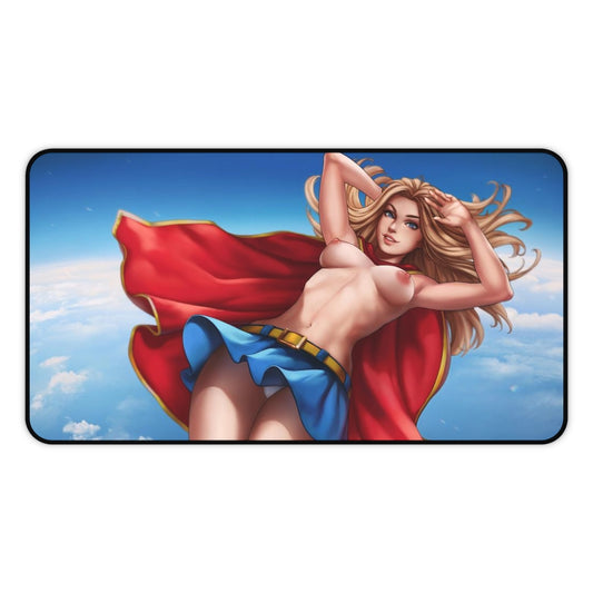 Topless Supergirl Desk Mat - Lewd Mousepad - Comic Book Girl Playmat