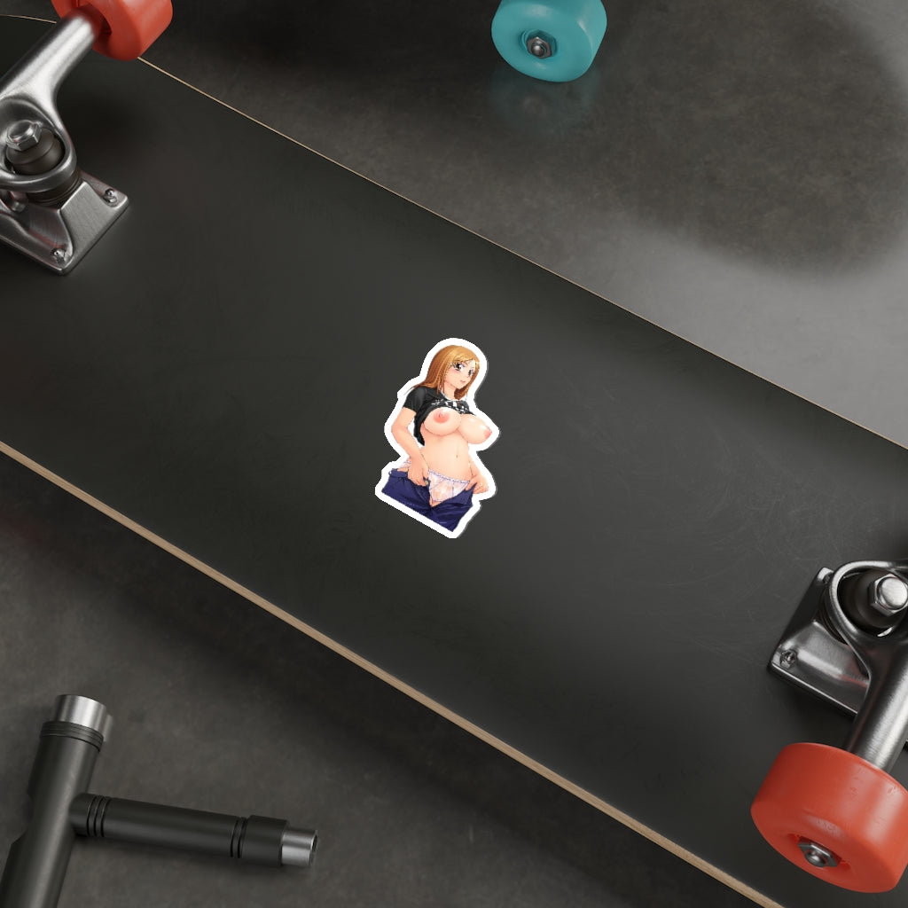 Bleach Anime Orihime Undressing Waterproof Sticker - Nude Tits Ecchi Vinyl Decal