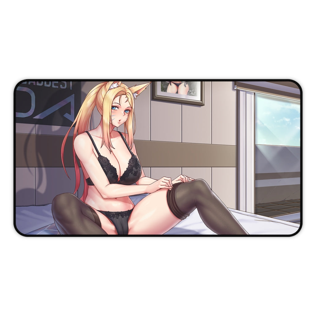 Lingerie Ahri Sexy Mousepad - League of Legends Ecchi Desk Mat - LoL Gaming Playmat