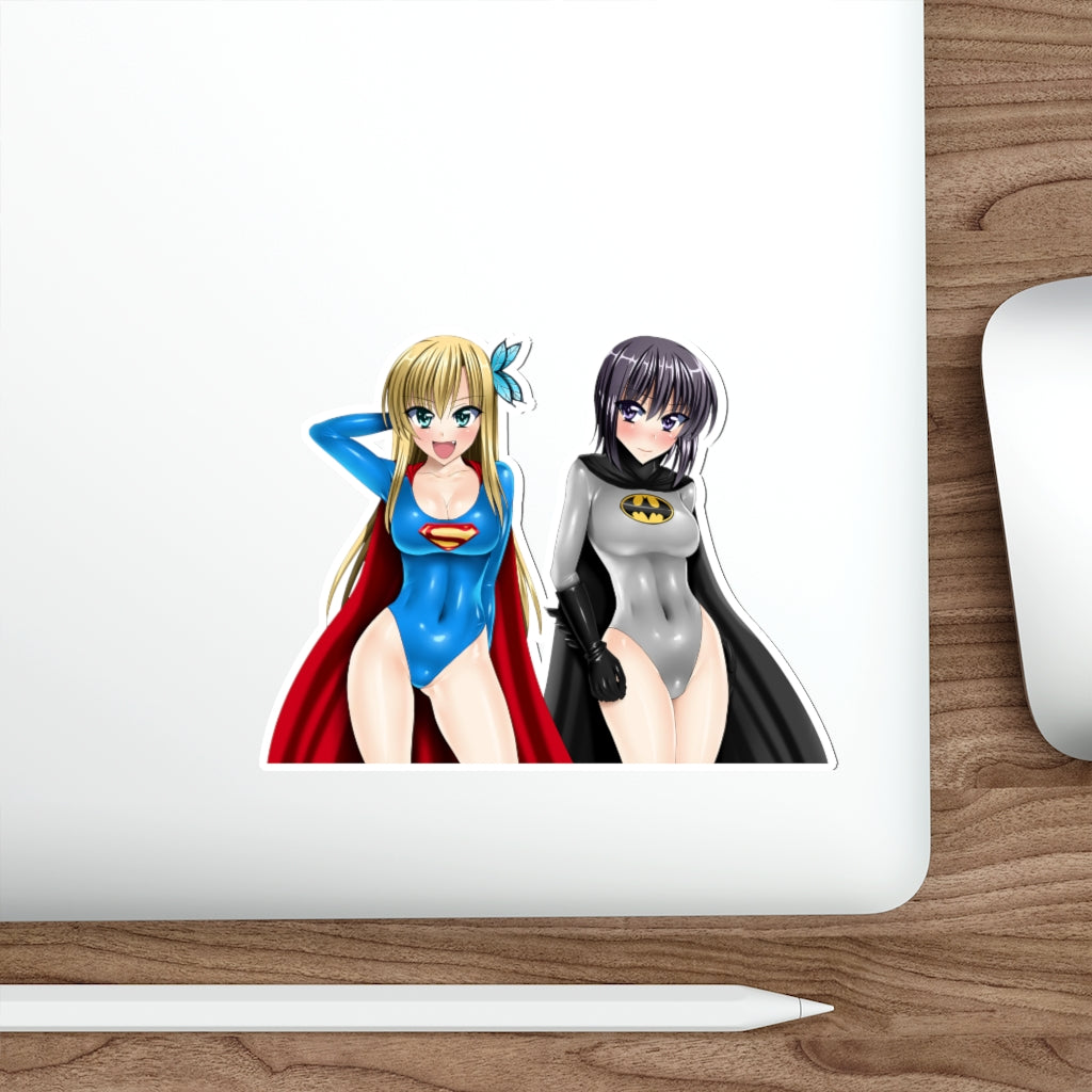 Super and Bat Waifus Waterproof Sticker - Ecchi Vinyl Decal