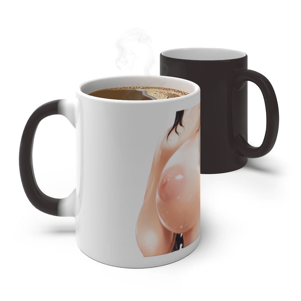 Boob Mug | Squeezed Boobs Glossy Magic Mug | Oppai Ecchi Gift | Naughty Lewd Gift | Color Changing Mug