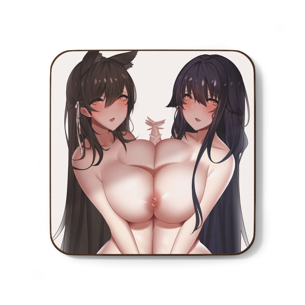 Azur Lane Sexy Coaster - Hardboard Back Coaster - Naughty Gift - Topless Boobs Atago and Azuma