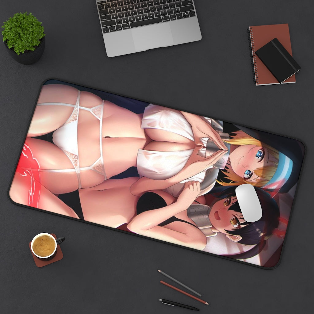 Fire Force Sexy Lingerie Waifus Iris and Tamaki Gaming Desk Mat - Anime Mousepad - Sexy Girl Playmat