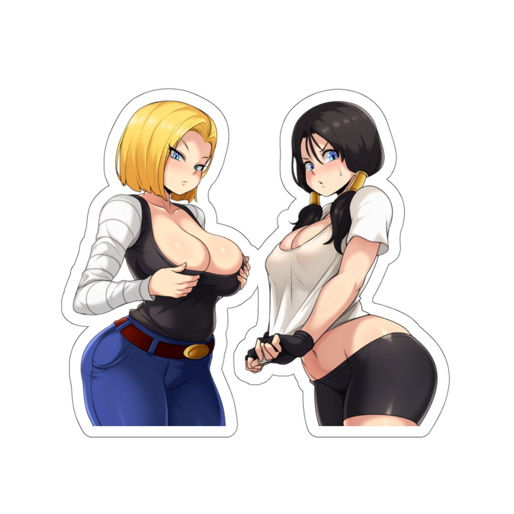 Dragon Ball Z Ecchi Waterproof Sticker - Thicc Baddies Android 18 and Videl Vinyl Anime Decal