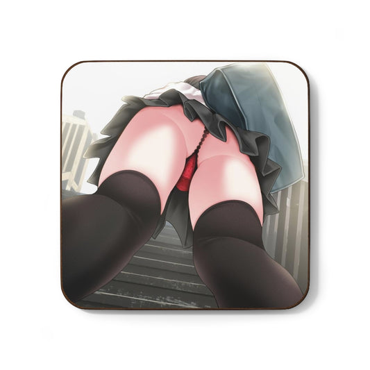 Naughty Lewd Upskirt Coaster - Hardboard Back Coaster - Ecchi Gift