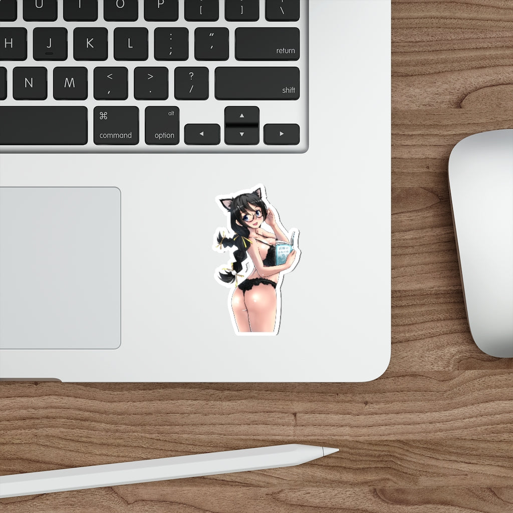 Monogatari Series Tsubasa Hanekawa Neko Anime Girl Waterproof Sticker - Ecchi Vinyl Decal