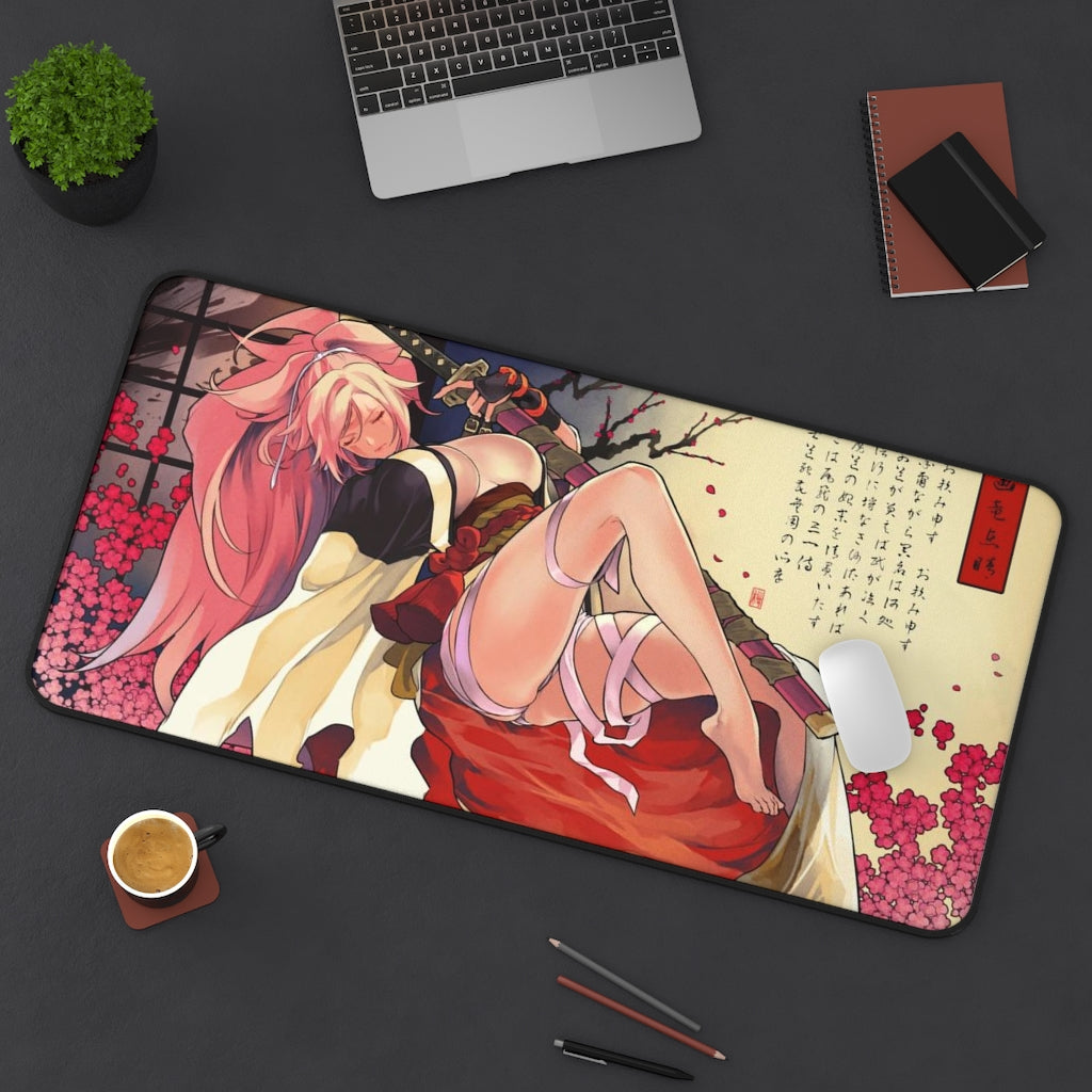 Guilty Gear Sexy Mousepad - Baiken Japanese Gaming Desk Mat - Ecchi Ukiyo-e Playmat