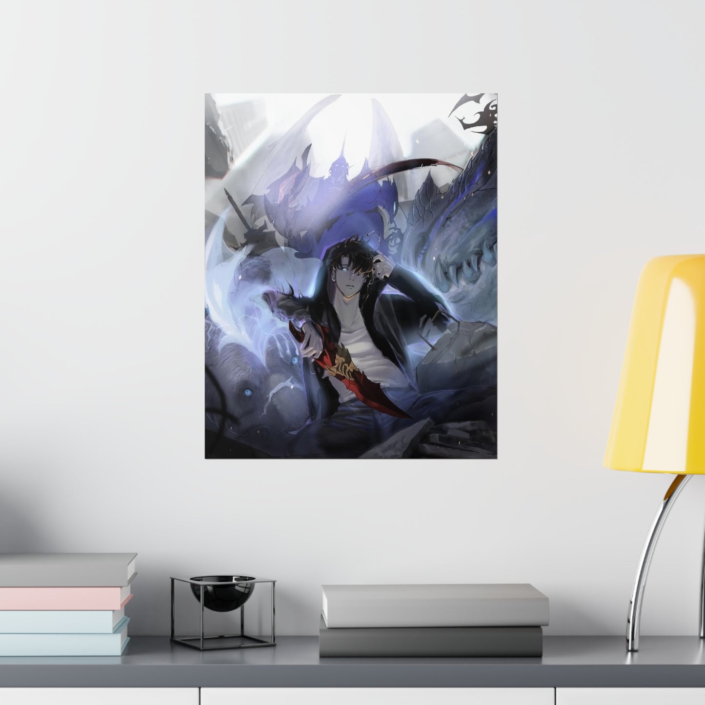 Solo Leveling Poster - Premium Matte Vertical Poster - Solo Leveling Anime Tank Kaisel Billion and Sung Jin-woo Wall Art Decor