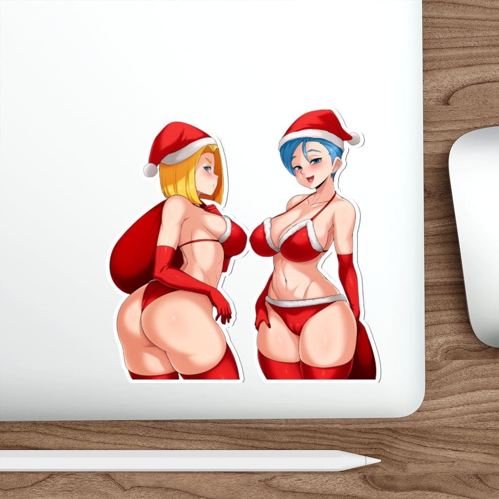 Dragon Ball Z Christmas Waterproof Sticker - Sexy Santa Android 18 and Bulma Ecchi Vinyl Anime Car Decal