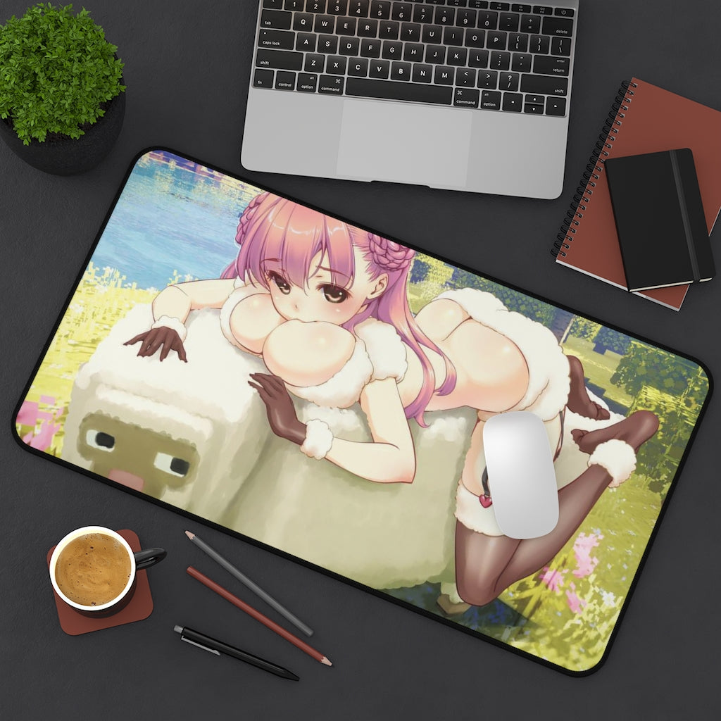 Minecraft Sexy Mousepad - Sheep Waifu Gaming Desk Mat - Large Ecchi Mouse Pad