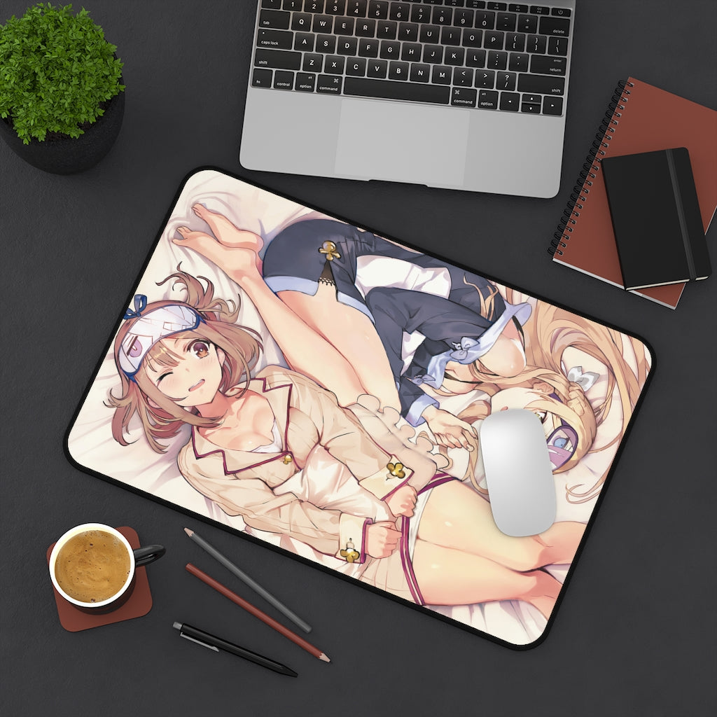 Atelier Ryza Sexy Mousepad - Sleepover Klaudia Valentz and Reisalin Stout Ecchi Desk Mat - Kawaii Gaming Playmat