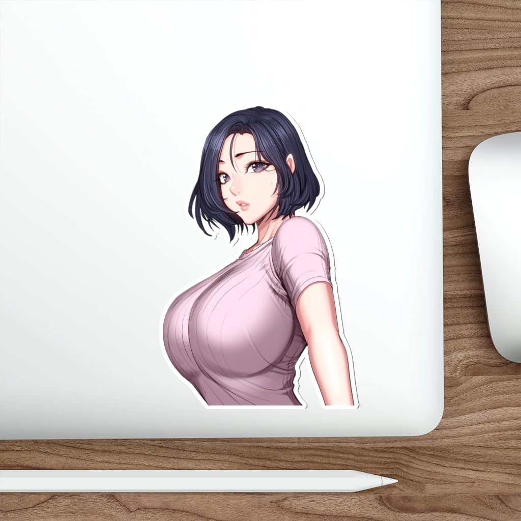 Autocollant en vinyle Ecchi imperméable avec gros seins de l'anime Fitness Song Sang-mi - Autocollant en vinyle Ecchi