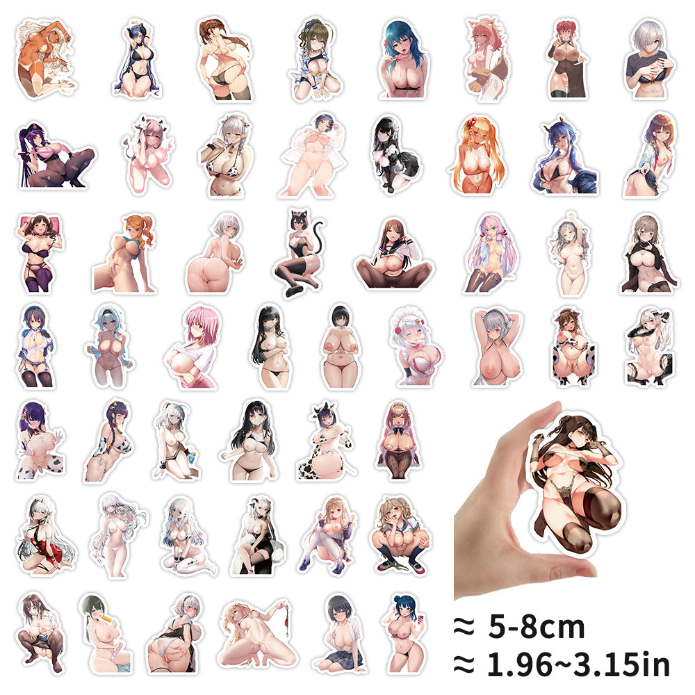 50pcs Kawai anime Decal Stickers | beauty girl Waifu stickers Decal Stickers | For  suitcase laptop Car Truck Waterproof Car stickers