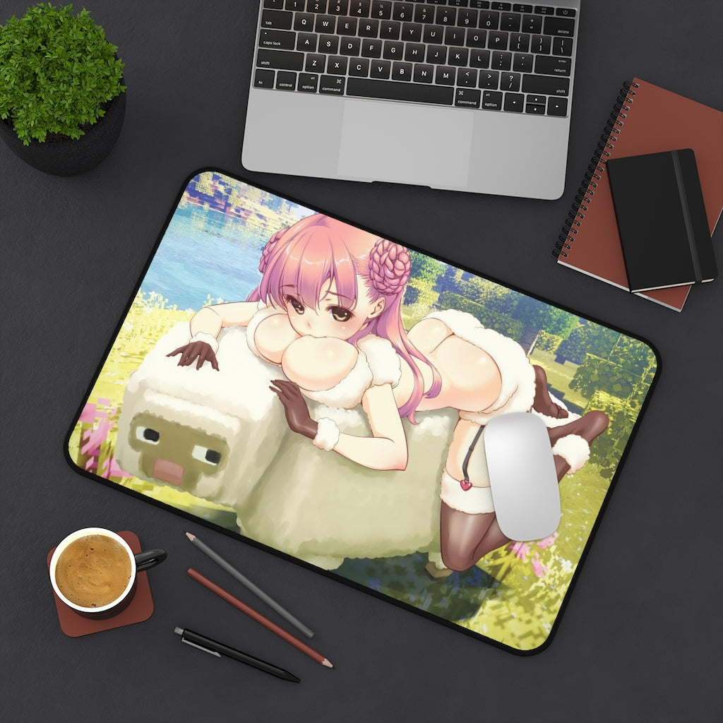 Minecraft Sexy Mousepad - Sheep Waifu Gaming Desk Mat - Large Ecchi Mouse Pad