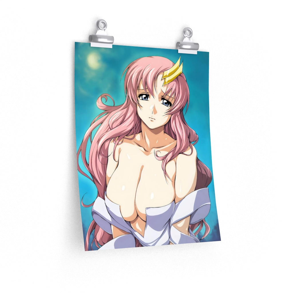 Big Boobs Lacus Clyne Gundam Ecchi Poster - Lewd Premium Matte Vertical Poster - Adult Wall Art