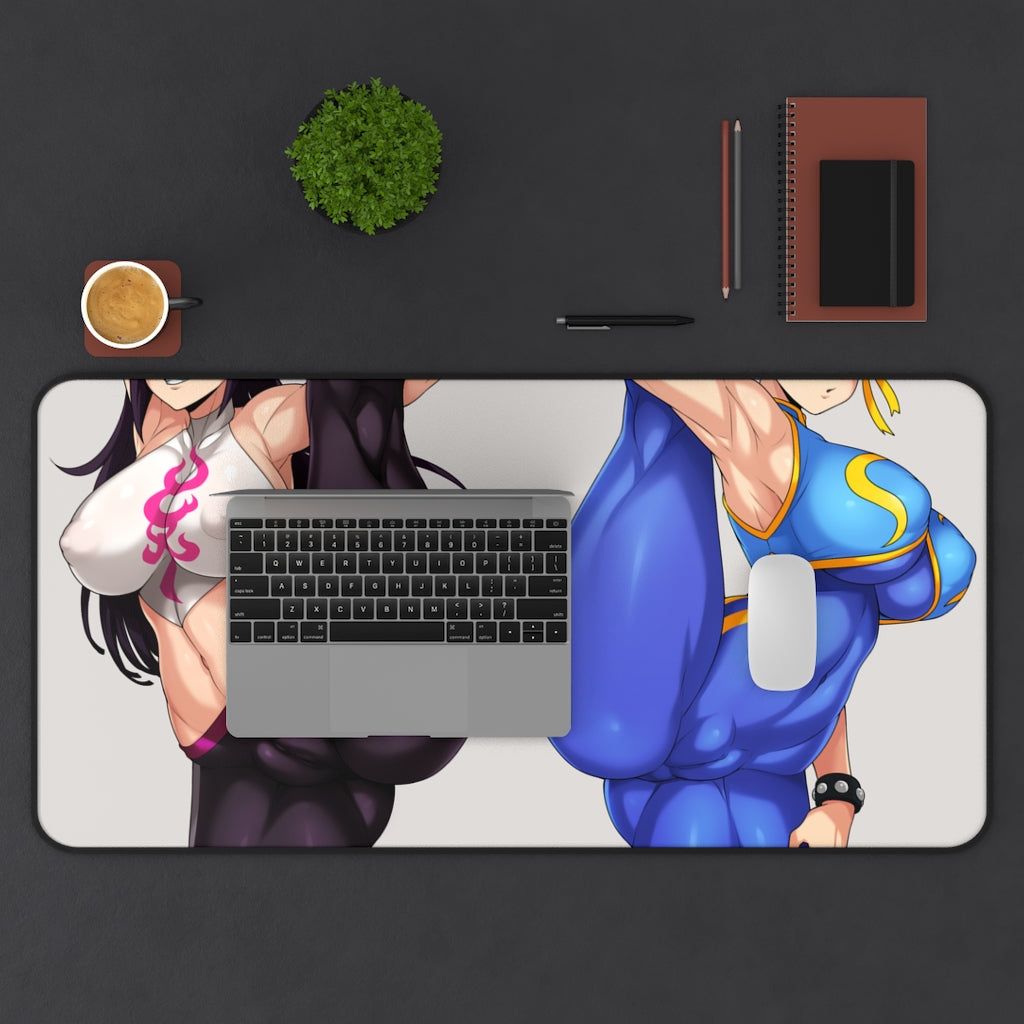 Street Fighter Sexy Mousepad - Juri And Chun Li Large XXL Gaming Desk Mat - Ecchi Playmat