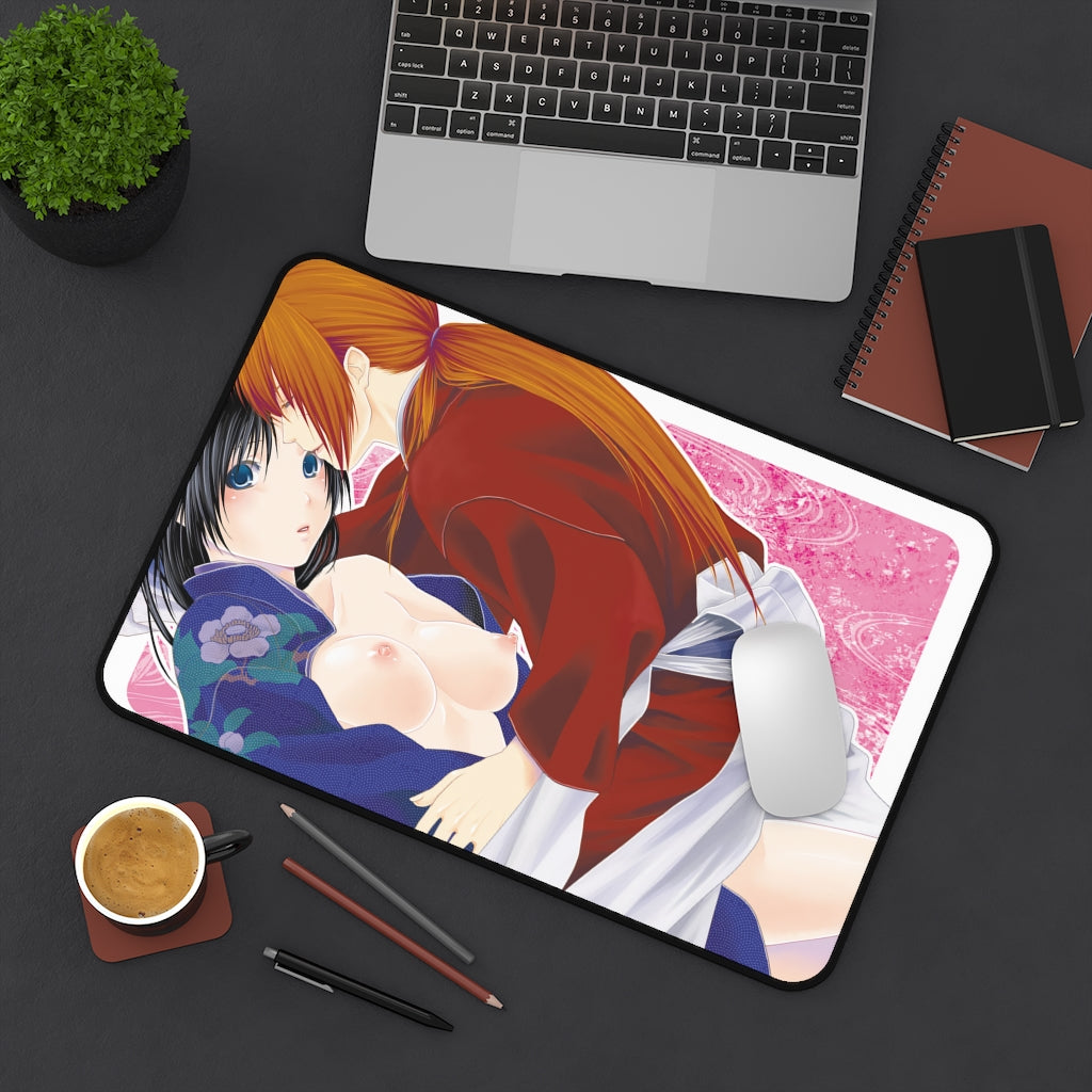 Rurouni Kenshin and Nude Tits Kaoru Desk Mat - Lewd Mousepad - Sexy Anime Girl Playmat