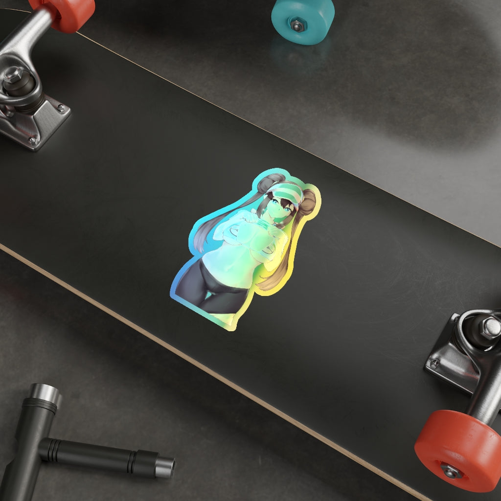 Holographic Pokemon Sticker - Big Boobs Rosa - Ecchi Holographic Car Decal