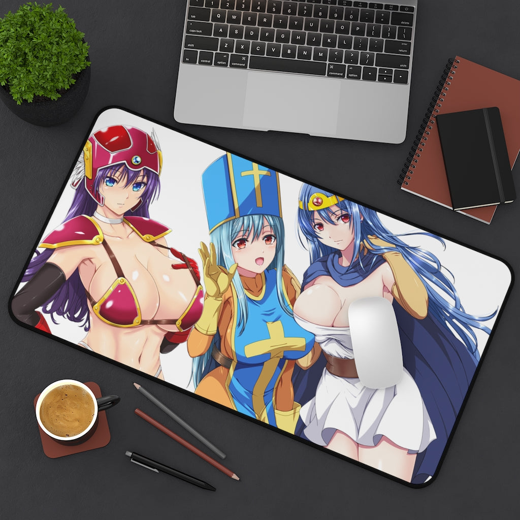 Dragon Quest Sexy Mousepad - Hot Priest, Sage And Soldier Gaming Desk Mat - Ecchi RPG Playmat