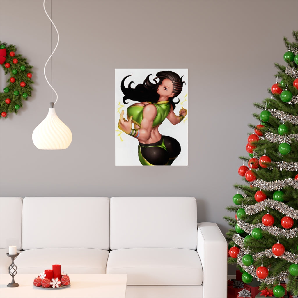 Laura Matsuda Street Fighter Poster - Lewd Premium Matte Vertical Poster - Adult Wall Art