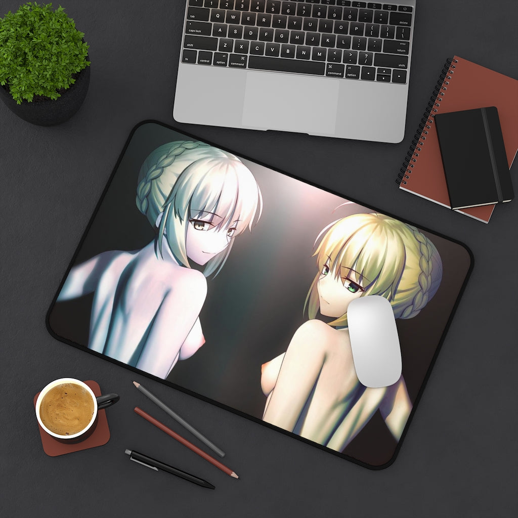 Nude Tits Artoria Pendragon and Saber Alter Fate Grand Order Desk Mat - Non Slip Mousepad