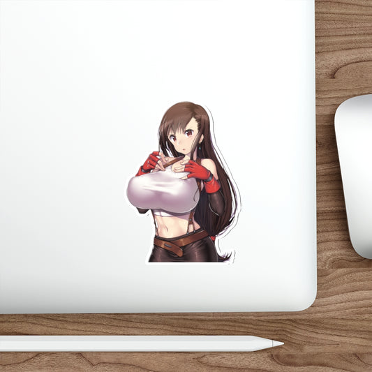 Autocollant imperméable avec d'énormes seins de Tifa - Autocollant en vinyle Ecchi