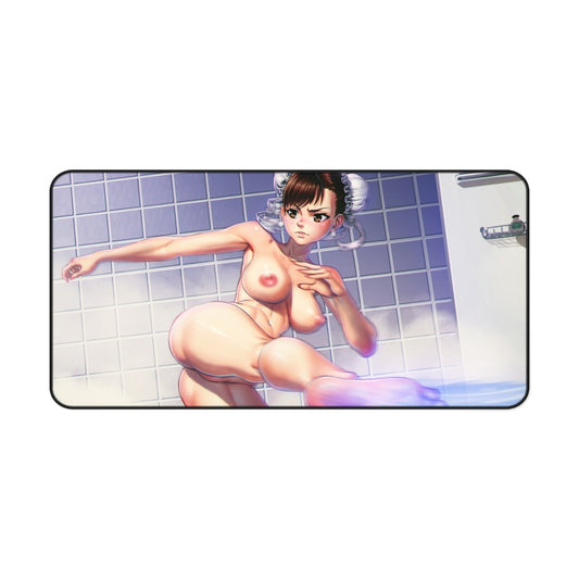 Nude Chun Li Street Fighter Spinning Kick Desk Mat - Lewd Mousepad - Sexy Gaming Girl Playmat