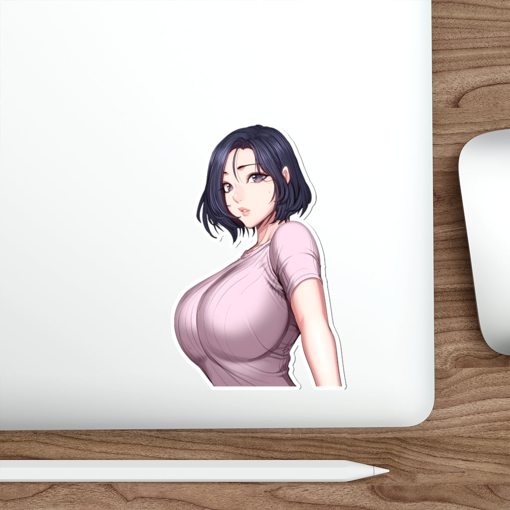 Autocollant en vinyle Ecchi imperméable avec gros seins de l'anime Fitness Song Sang-mi - Autocollant en vinyle Ecchi