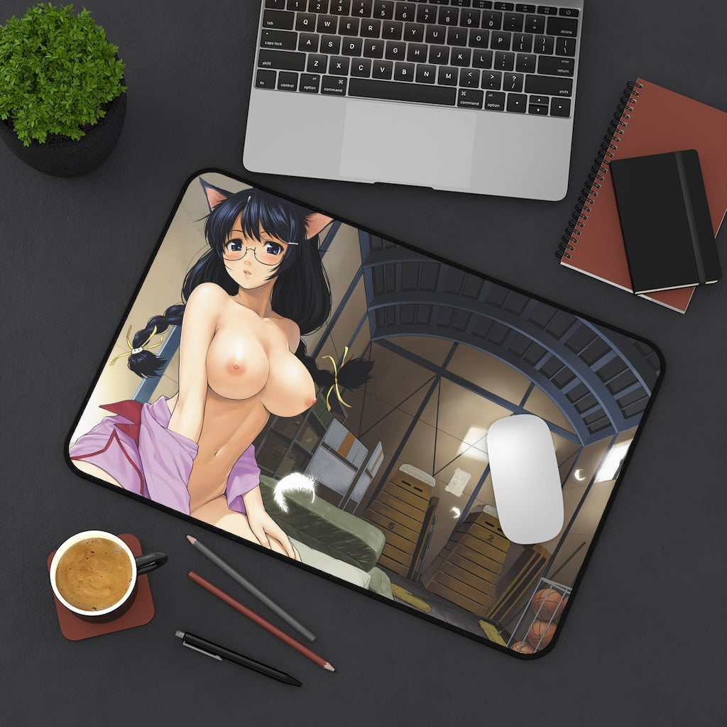 Monogatari Series Ecchi Mousepad - Tsubasa Hanekawa Boobs - Large Desk Mat - MTG Playmat