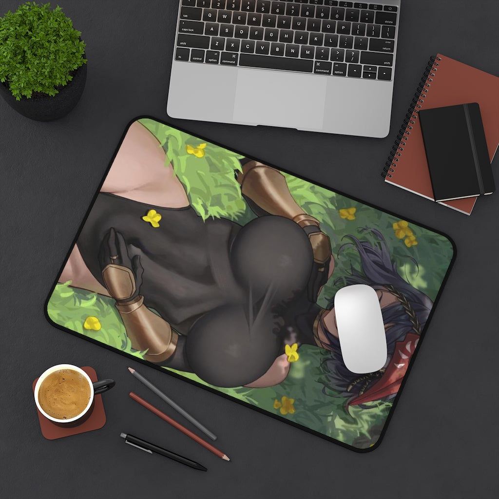 Genshin Impact Kujou Sara Big Boobs Bodysuit Desk Mat - Non Slip Mousepad