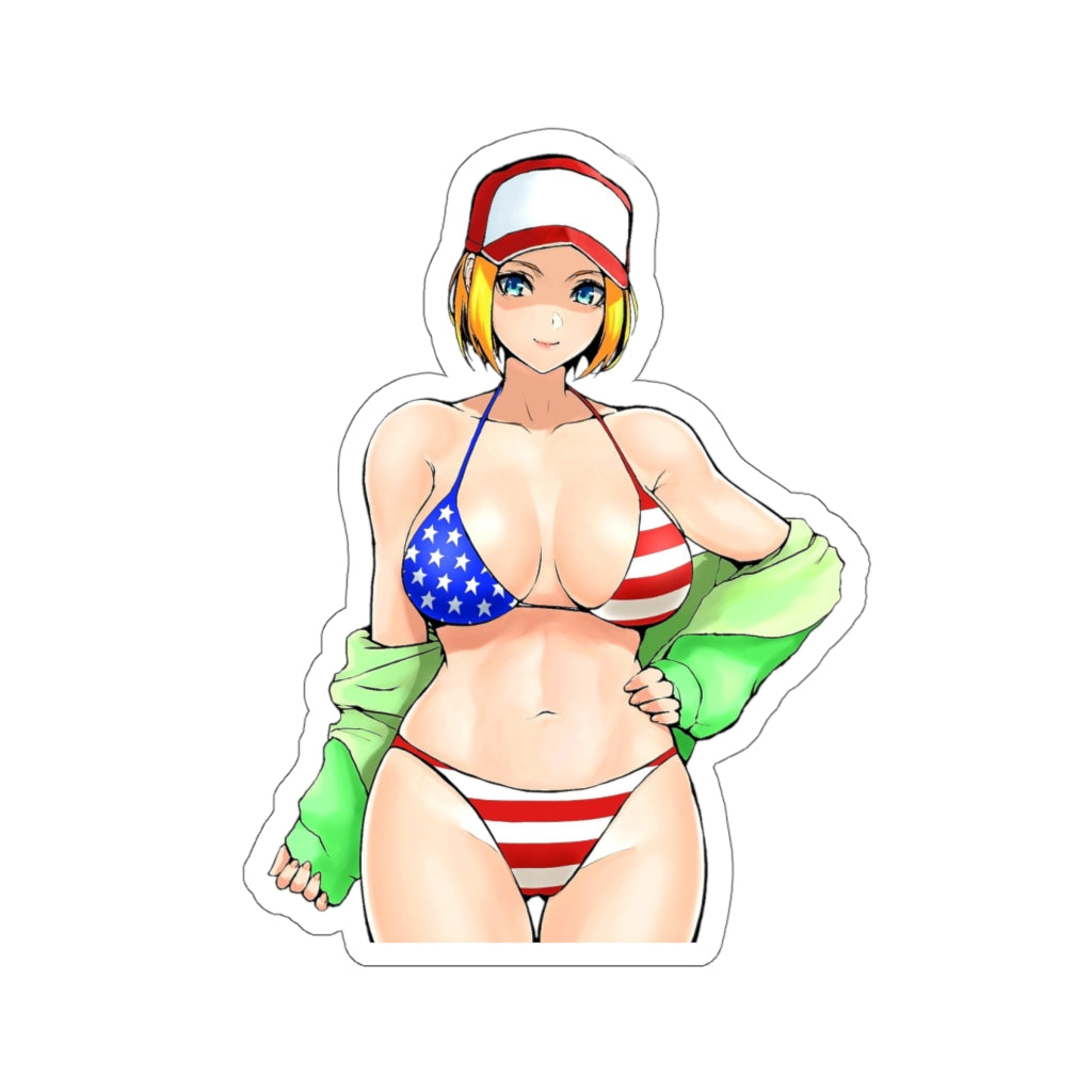 KOF Blue Mary US Flag Bikini Waterproof Sticker - Ecchi Vinyl Decal