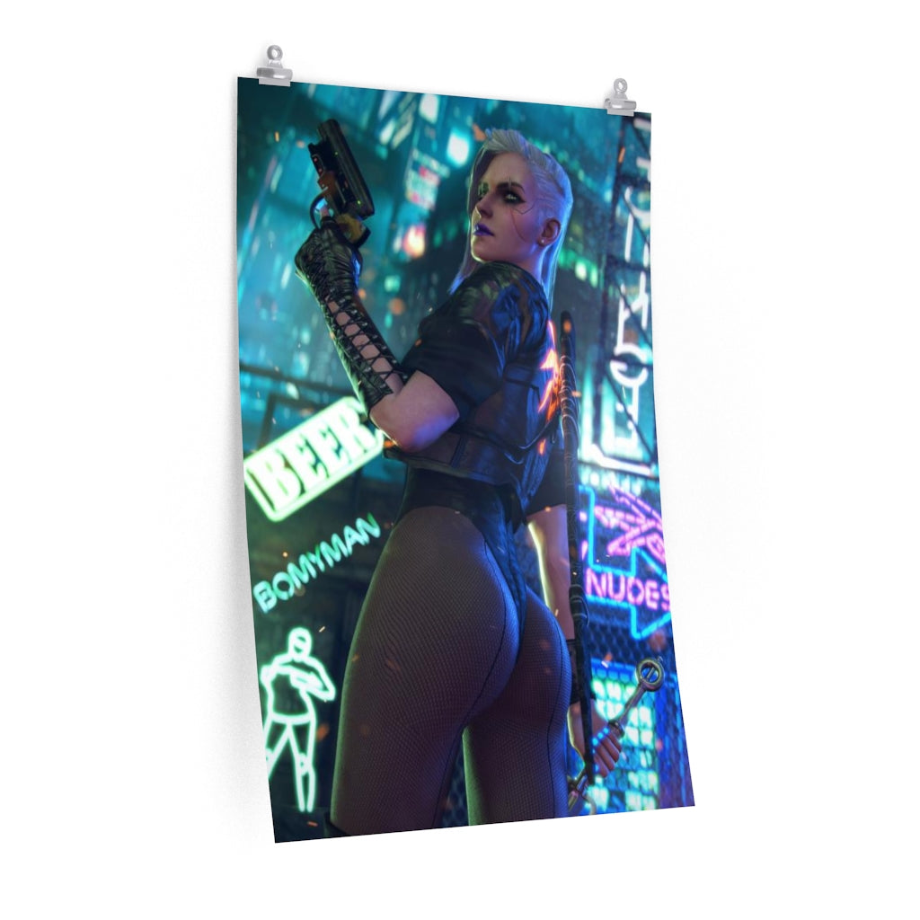 Ciri The Witcher Sexy Butt Cyberpunk 2077 Poster - Lewd Premium Matte Vertical Poster - Adult Wall Art