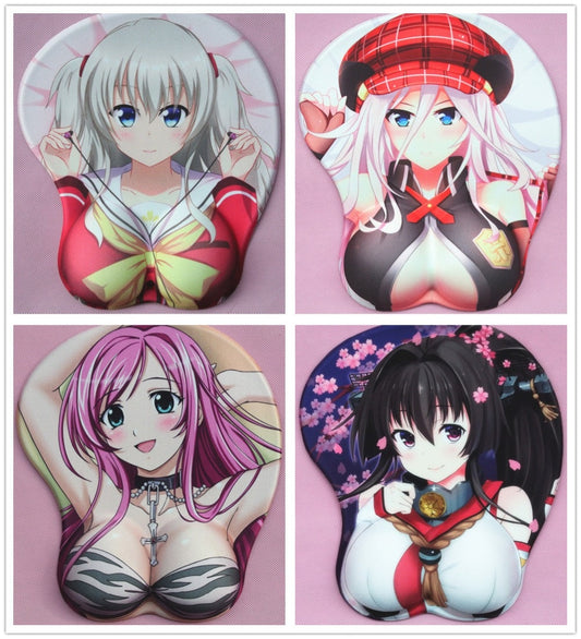 2020 new version Japanese anime 3d mouse pad wristbands Cartoon Creative sexy mouse pad Chest beauty mouse pad Free Shipping