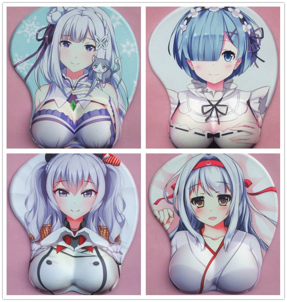 2020 new version Japanese anime 3d mouse pad wristbands Cartoon Creative sexy mouse pad Chest beauty mouse pad Free Shipping