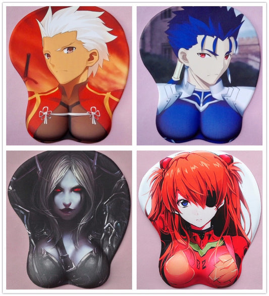 2018 new version Japanese anime 3d mouse pad wristbands Cartoon Creative sexy mouse pad Chest beauty mouse pad Free Shipping