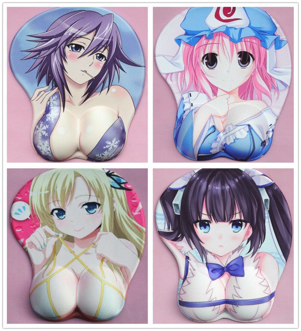 2020 new version Japanese anime 3d mouse pad wristbands Cartoon Creative sexy mouse pad Chest beauty mouse pad Free Shipping