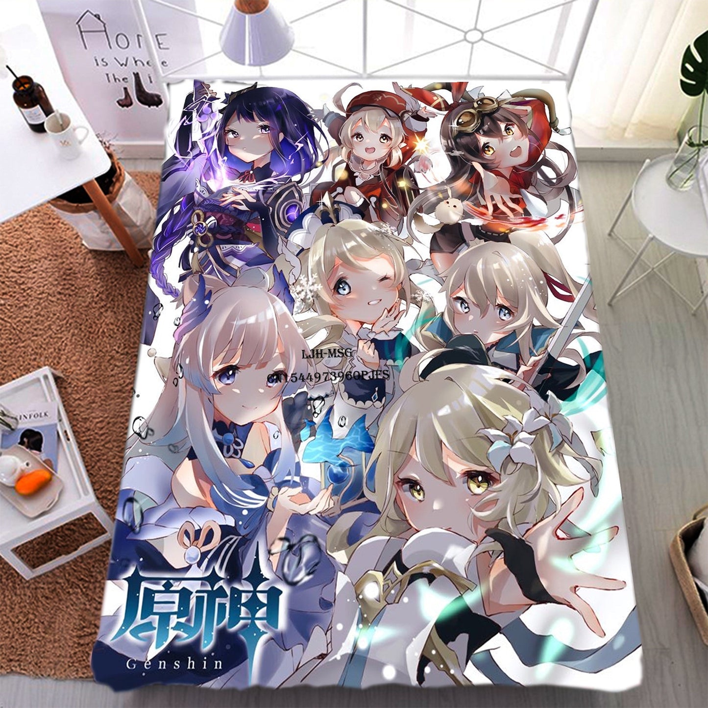 Genshin Impact Blanket Flannel  Anime Stuff Adult Doujin Sexy Art Poster Soft Throw Blankets Custom for Bedding Travel Throws