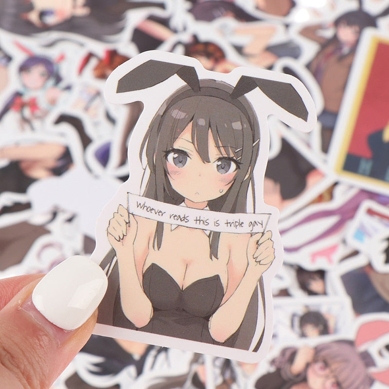 50Pcs bunny girl Anime Stickers |  Waterproof anime stickers for Laptop, Skateboard, Luggage Decals