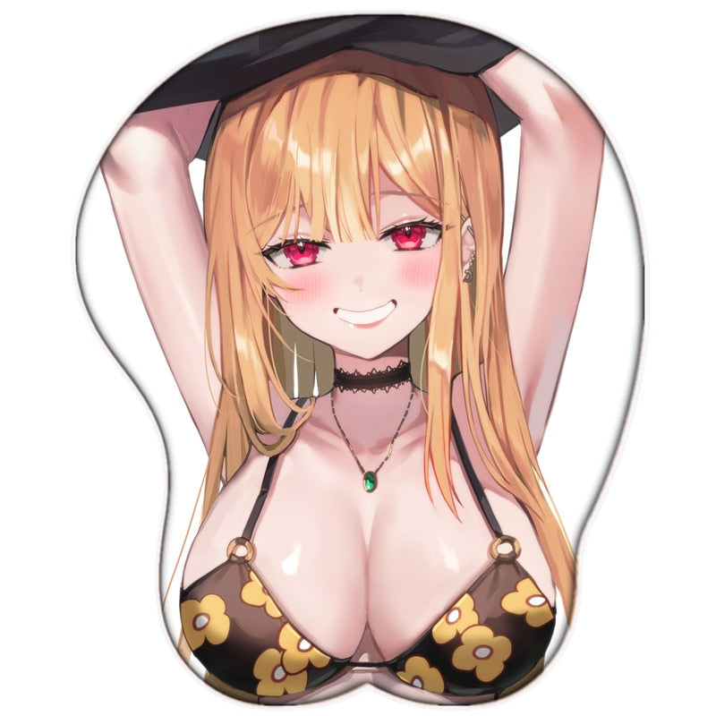 New Anime My Dress-Up Darling Marin Kitagawa Sexy Big Breast 3D Mouse Pad Cute Manga Pad with Wrist Oppai Silicone Gel Boob Mat