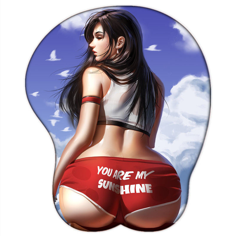 New Gaming Accessories Final Fantasy Anime Sexy Tifa Butt 3D Silicone Gel  Mouse Pad with Wrist Rest Large Ass Kawaii Mousepad