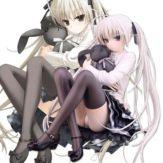 11CM Kasugano Sora Anime In solitude Figure 2Styles Sexy Pleated Skirt Holding Rabbit Seated Model Toys Children PVC Gift Doll