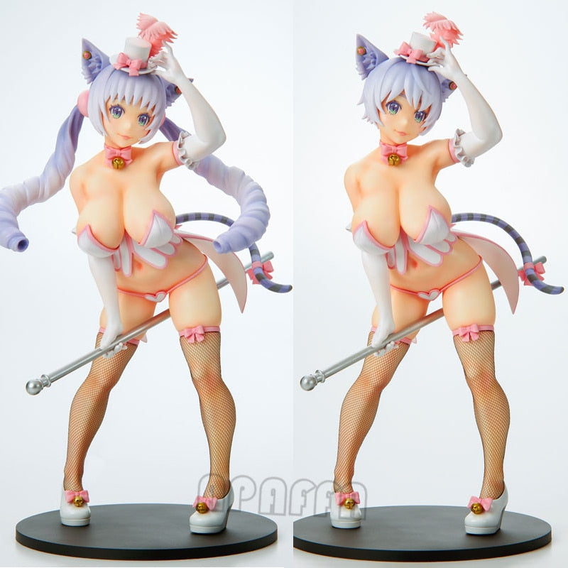 18cm Q-six Sexy Girl Anime Figure Burlesque Cat Belle White Cat Ver Hentaii Action Figure Black Cat Ver Figurine Model Doll Toys