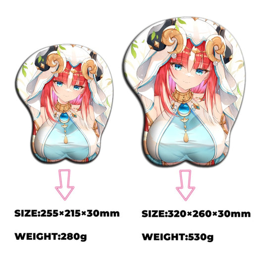 Tapis de souris Genshin Impact Nilou 3D Oppai Grand Sexy Gamer Anime Mignon Repose-poignet Tapis en gel de silicone Seins Tapis de souris